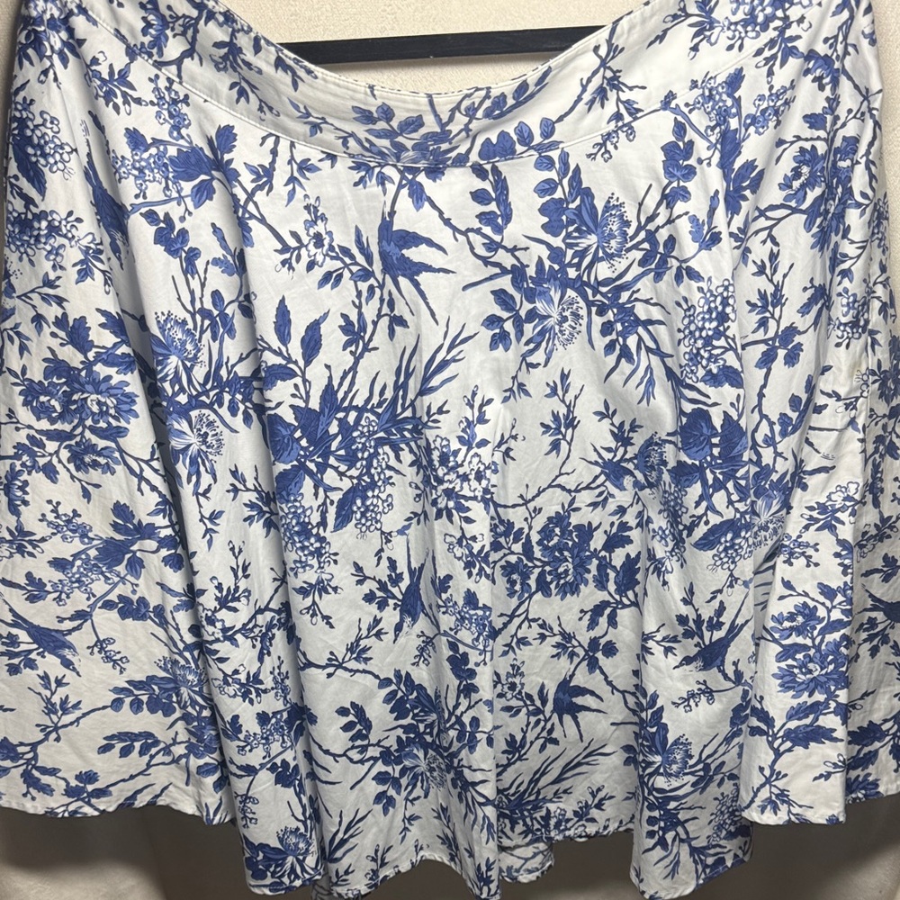 J. Peterman Blue and White Floral Skirt